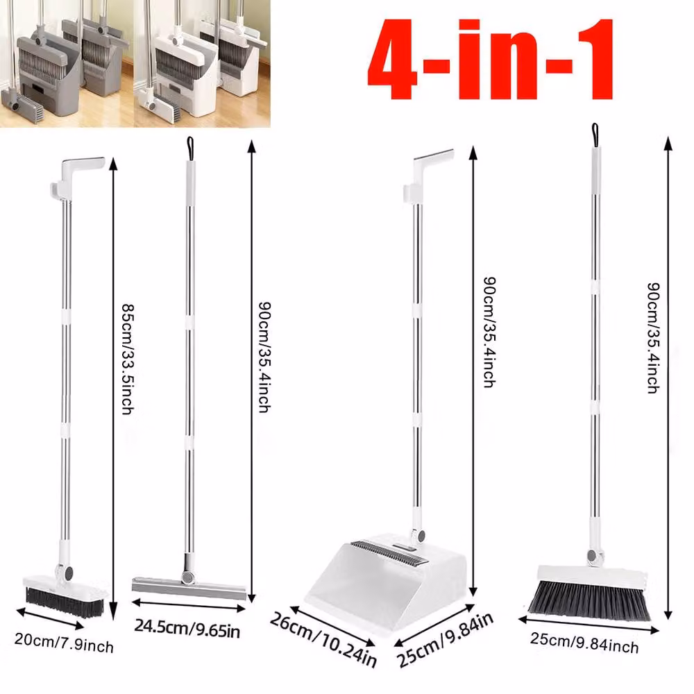 SPETLEK Dustpan and Brush Set with Long Handle, Grey – 2