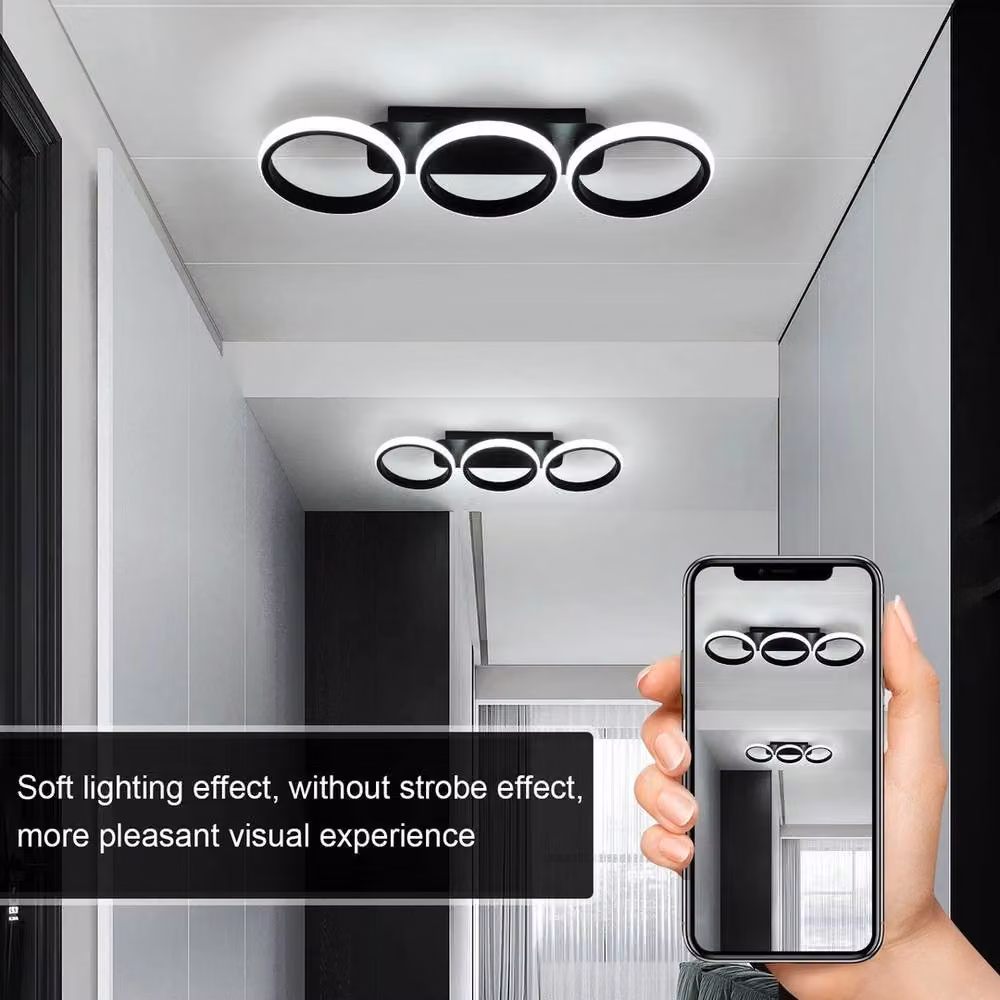 Havendro Modern Dimmable LED Ring Ceiling Light in Black – 3