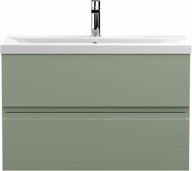 Balterley Mavesyn 2 Drawer Wall Hung Vanity Basin Unit, Satin Green, Width: 80 cm