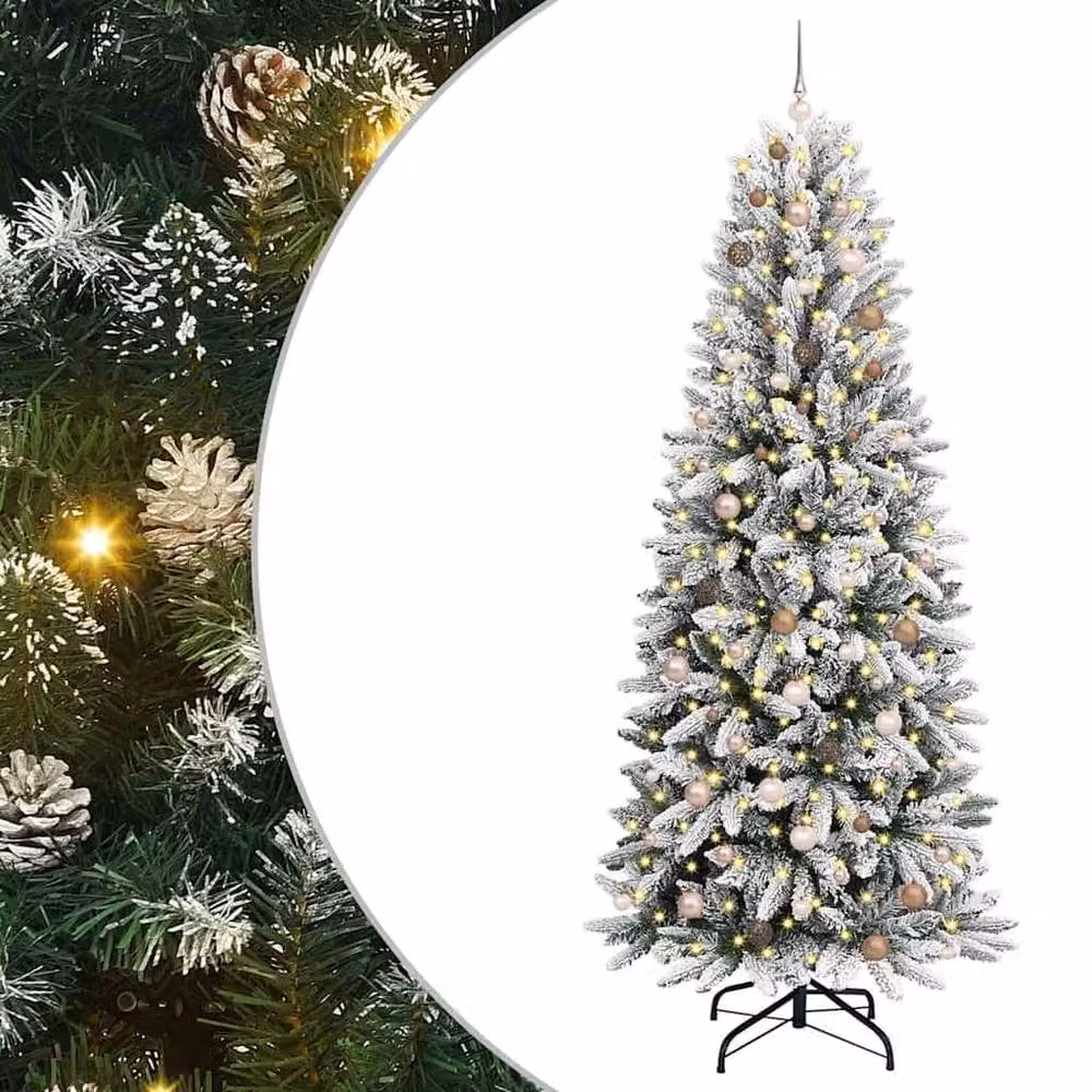 Berkfield Home Green Artificial Christmas Tree with 300 White LEDs, W/D/H: 93 x 93 x 240 cm – 2