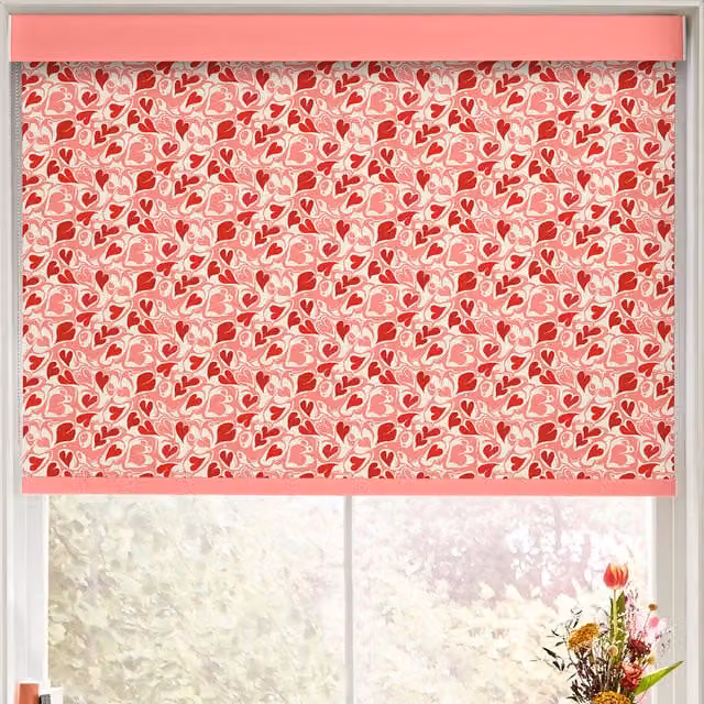 Cath Kidston Marble Hearts Ditsy Red Blackout Roller Blind