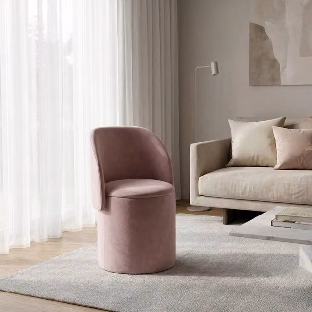 Garden Greatness Blush Pink Velvet Versatile Storage Ottoman Chair