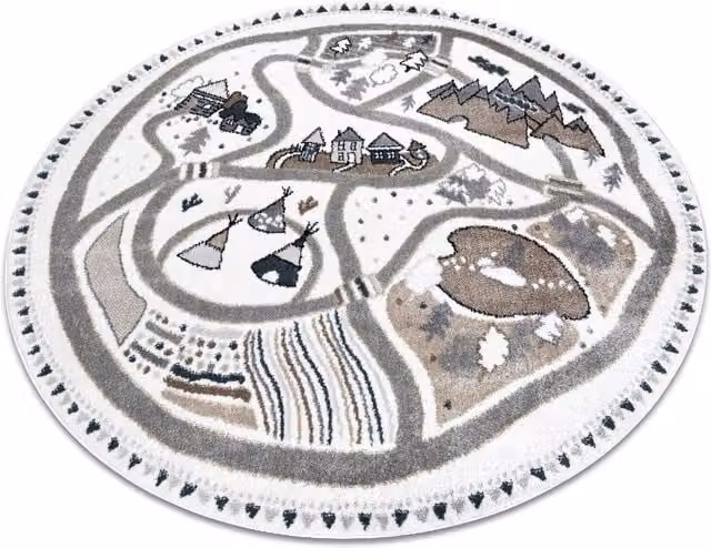 RugsX Kids Motif Round Rug in Yellow and Multicolour, Diameter: 120 cm