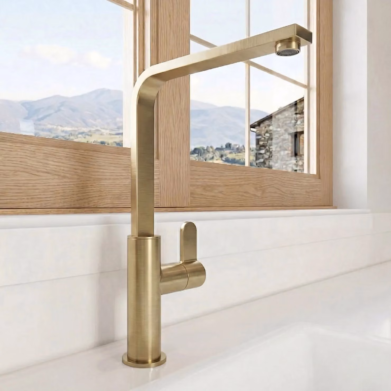 Balterley Chara Single Lever Mono Kitchen Mixer Sink Tap in Brushed Brass – 4