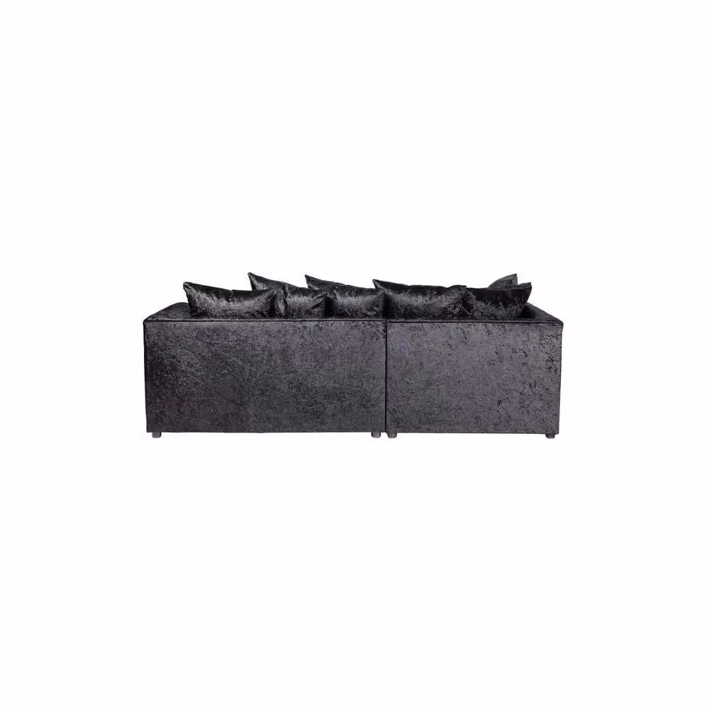 LUXURY LIFE Dylan Left Hand Facing Corner Sofa in Black Crushed Velvet Fabric – 2