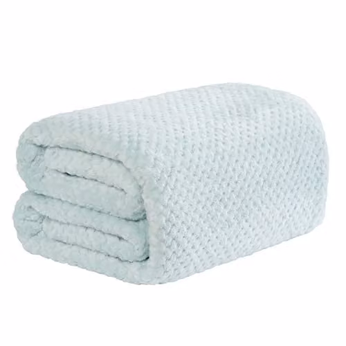 Dreamscene Waffle Honeycomb Mink Throw Blanket in Duck Egg Blue, W/D/H: 150 x 200 cm