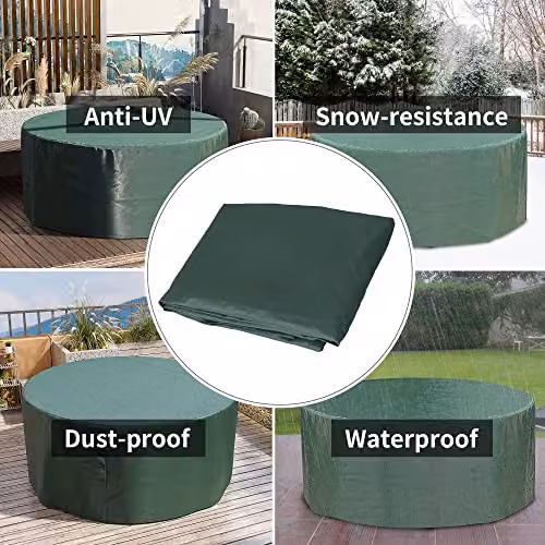 Outsunny Waterproof Round Garden Furniture Cover in Green, Diameter: 193 cm, Height: 80 cm – 4