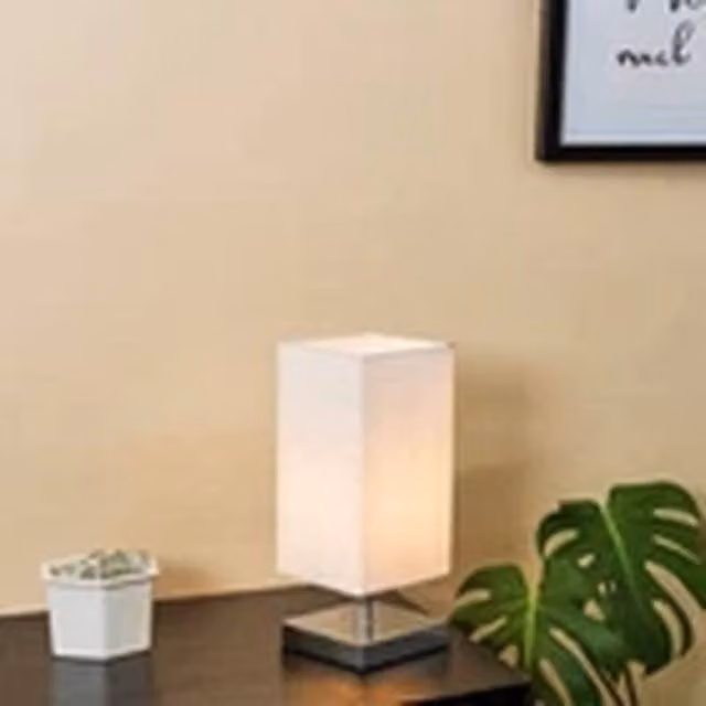 EONLION White Square Touch Bedside Table Lamp with Dimmable LED Bulb and Chrome Details