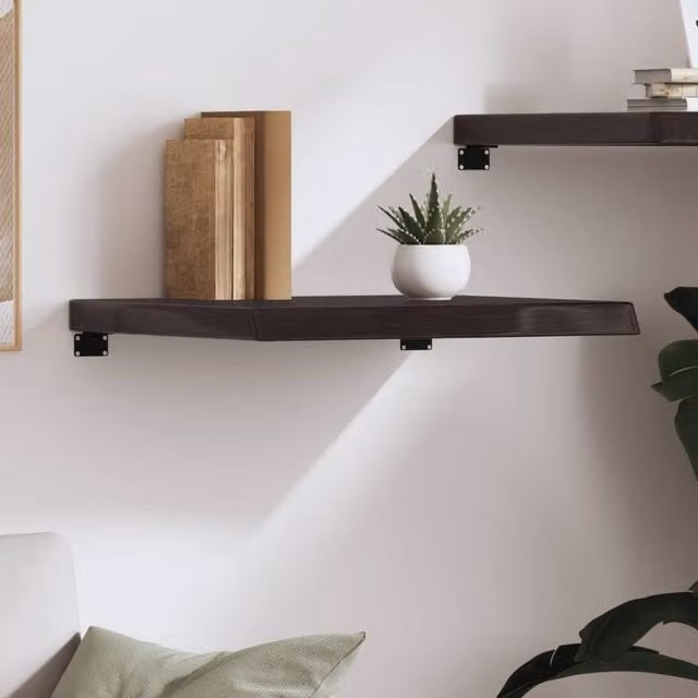 Berkfield Home Beautiful Wall Shelf in Dark Grey, Rustic Treated Solid Oak, W: 60 cm, H: 60 cm, D: 28.8 cm – 1