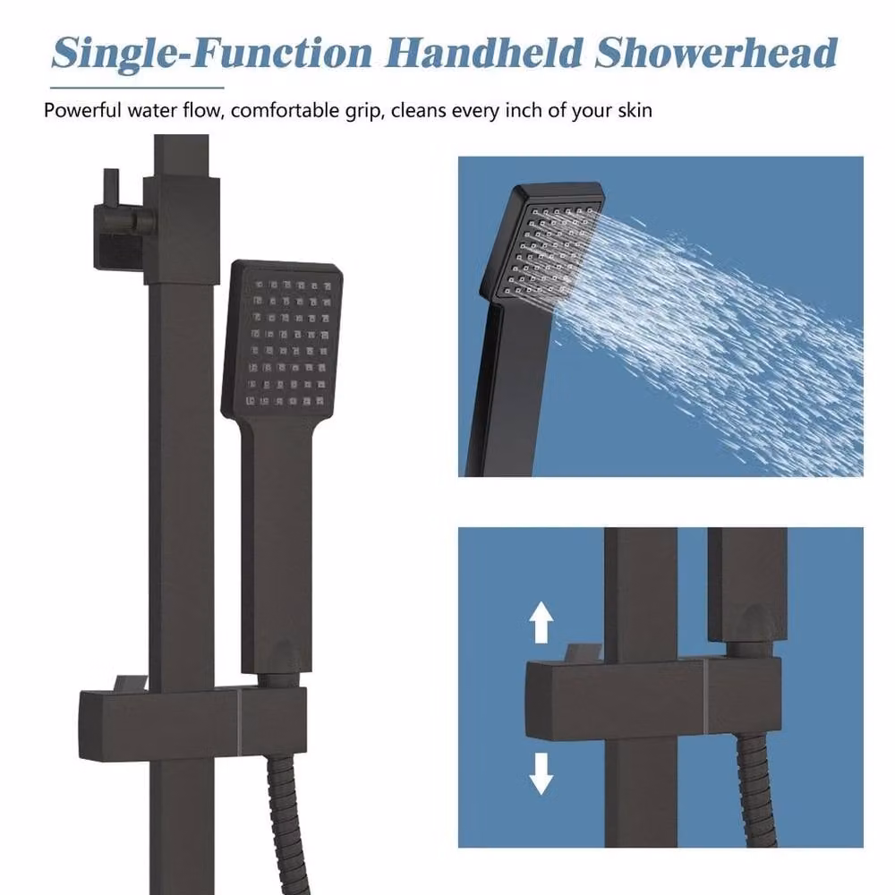 NESTLUNE S-08A Thermostatic Twin Head Bathroom Shower Mixer Set in Matt Black – 4
