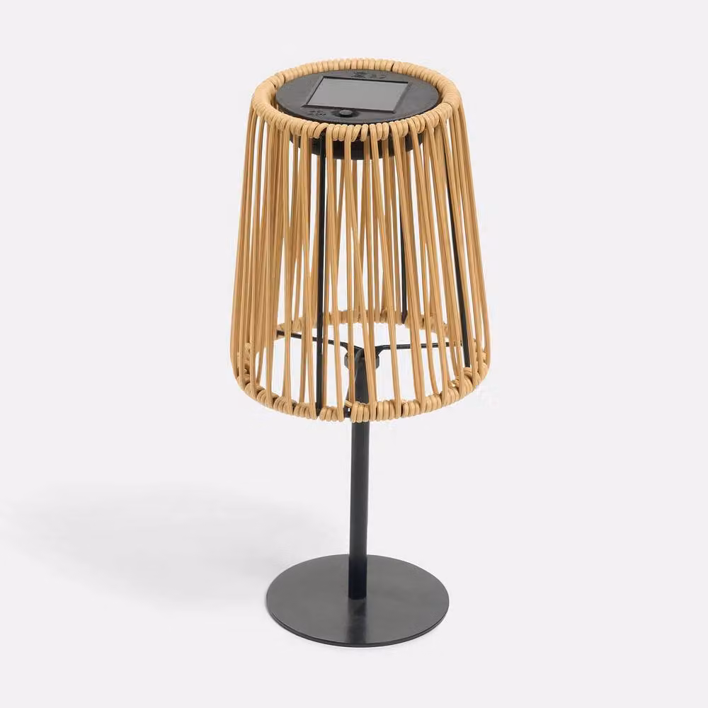 OHS Natural Rattan Solar Table Lamp with Dusk Sensor for Garden and Balcony – 6