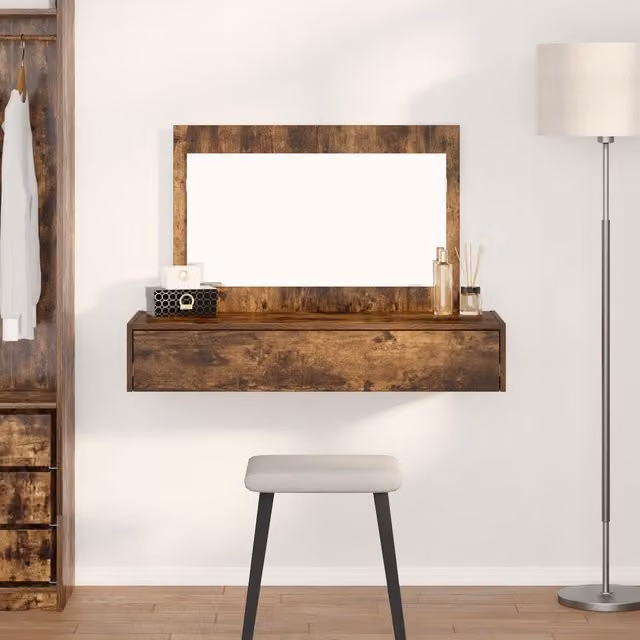 Berkfield Home Wall Hanging Dressing Table in Smoked Oak Brown, W/D/H: 100 x 40 x 70 cm – 1