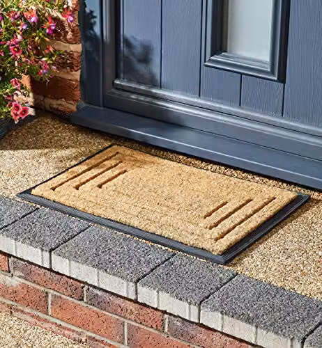 Mud Stopper Natural Coir Outdoor Door Mat with Non-Slip Rubber Backing, Brown, W/D: 60 x 40 cm – 1