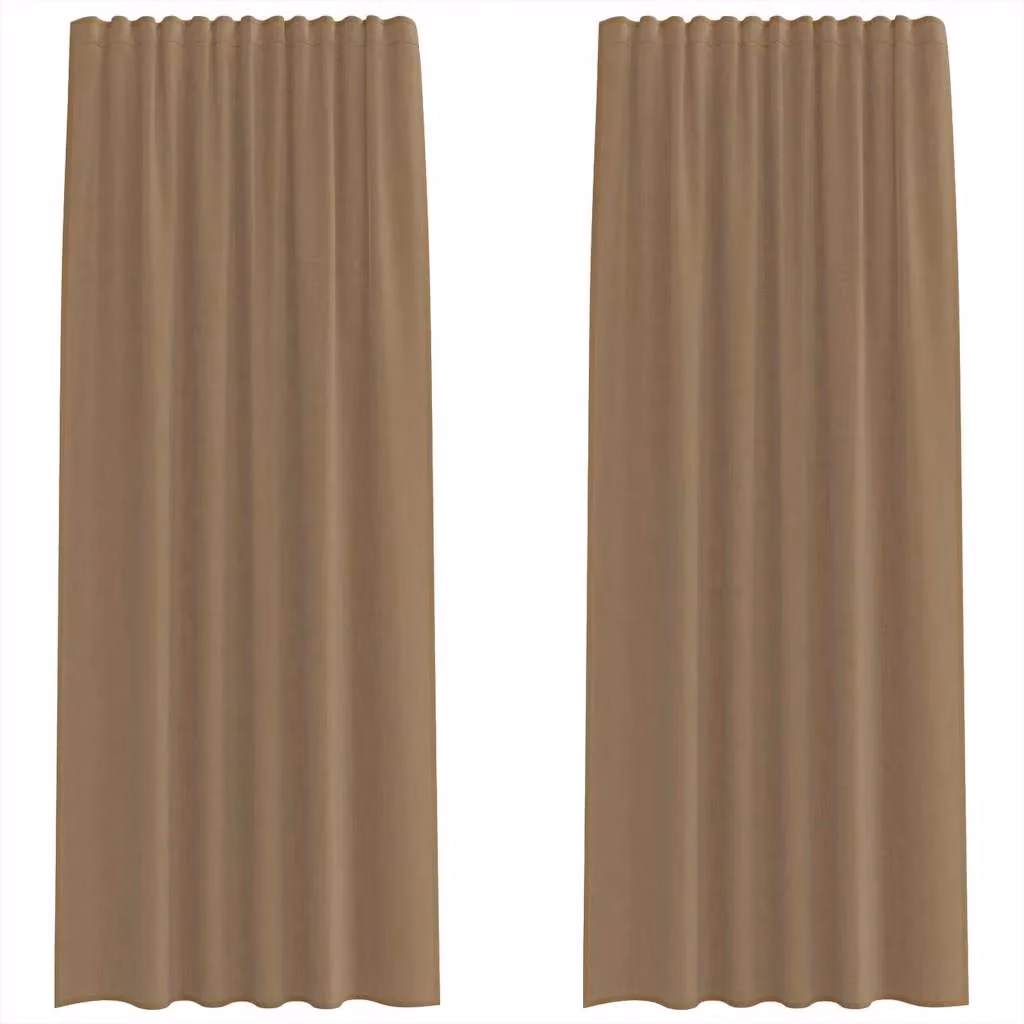 Berkfield Home Transparent Voile Fabric Panel Curtains with Rod Pockets, 2 Pack, Brown – 2