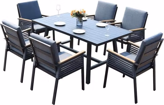 Garden Gear 6 Seater Modern Aluminium Dining Set in Matt Anthracite Grey