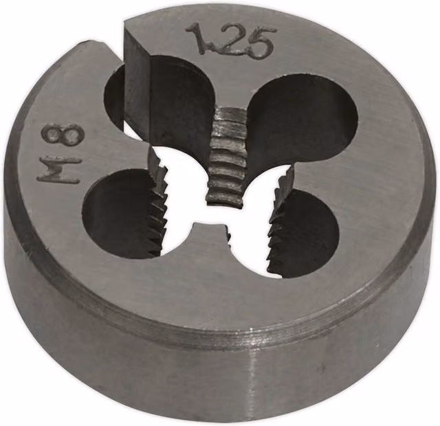 Loops M8 x 1.25mm Metric Split Die Steel Threading Bit and Case in Silver – 1