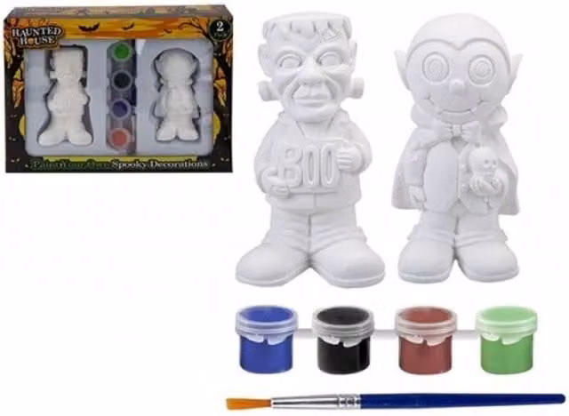 KDMD Paint Your Own Halloween Ceramic Decoration Set, 2 Pack, White