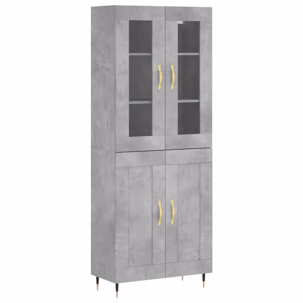 Berkfield Home Modern Highboard in Concrete Grey, W/D/H: 69.5 x 34 x 180 cm – 2