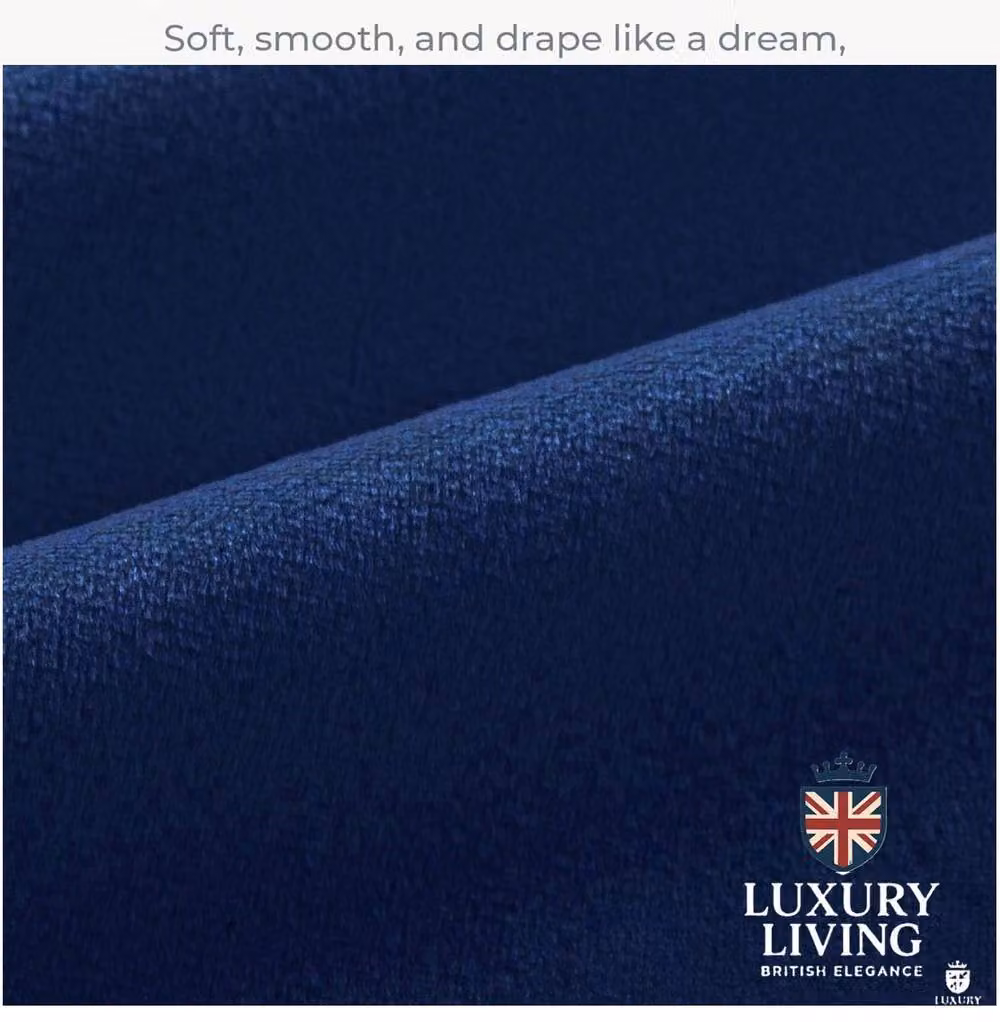Luxury Living Montreal Navy Blue Velvet Taped Top Curtains, Width: 117 cm, Drop: 183 cm – 2