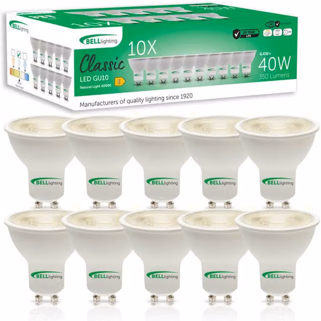 Bell Lighting GU10 Dimmable LED Spotlight Bulbs, 4.4W, 350lm, 4000K Cool White