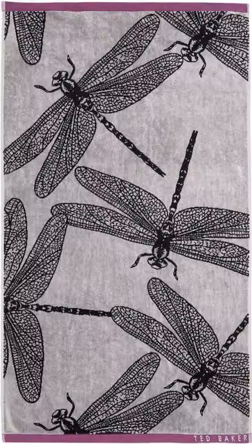 Ted Baker Dragonfly Bath Sheet in Black and Grey Cotton Terry Velour