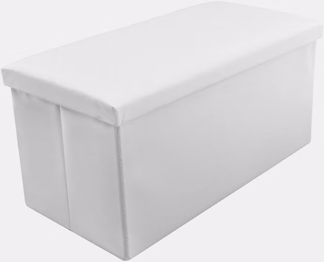 Home Republic Modern Faux Leather Storage Box in White, W/D/H: 110 x 38 x 38 cm