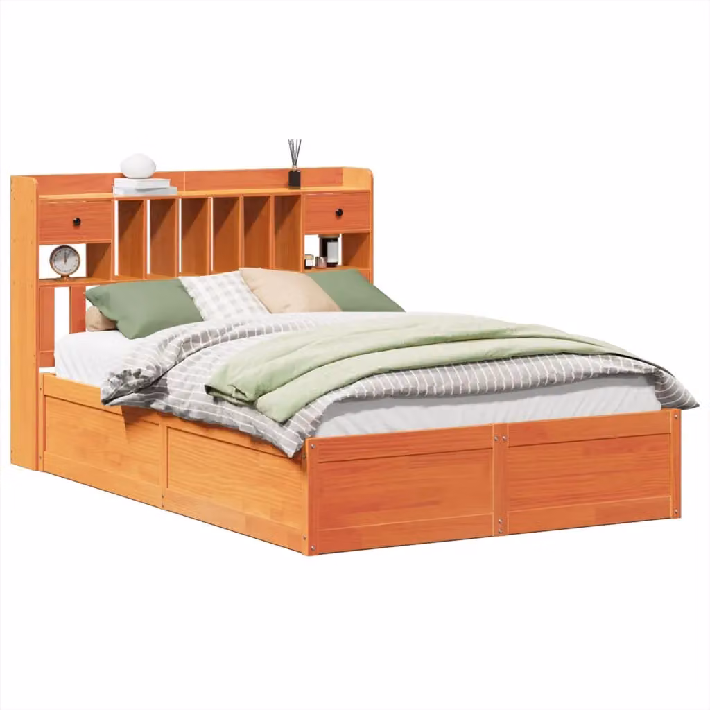Berkfield Home Solid Wood Pine Bed Frame in Wax Brown, W/D/H: 160 x 200 cm – 2