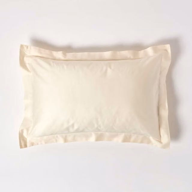 Homescapes Organic Egyptian Combed Cotton Oxford Style Pillowcase, Beige
