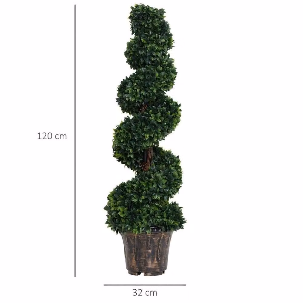 STILVORA Set of 2 Artificial Green Tabletop Plants with Bronze Concrete Pots, Height: 32 cm, Width: 120 cm – 3