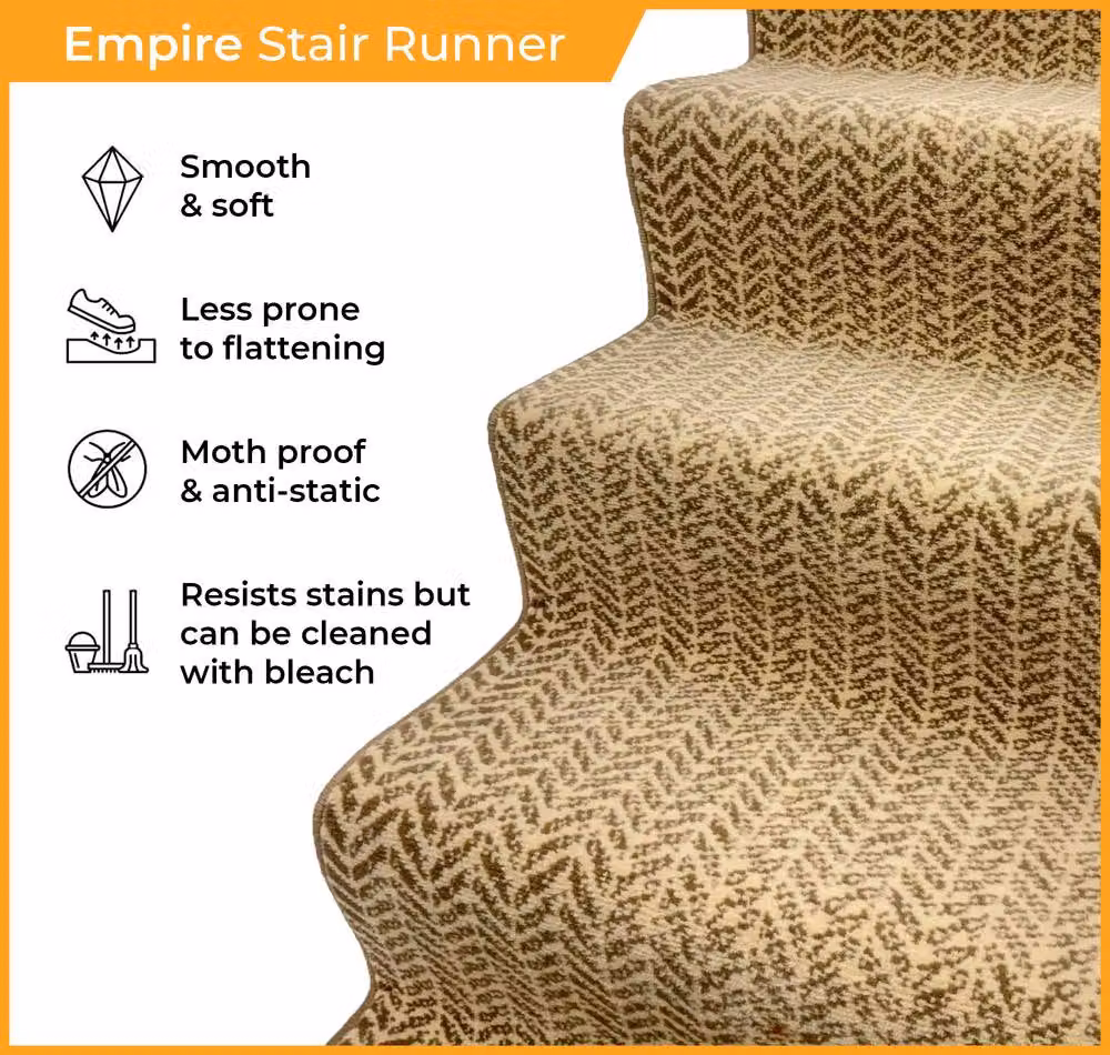 runrug Empire Stair Runner Carpet, Black, W: 60 cm, L: 660 cm – 6
