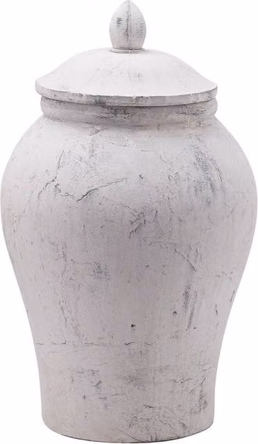 Bloomingville Large Stone Ceramic Ginger Jar in Sand and White