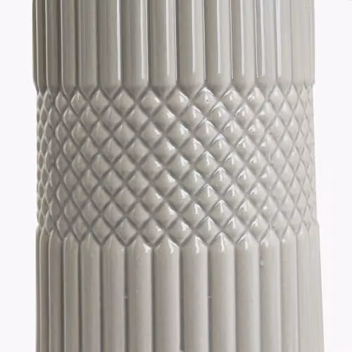 Pacific Lifestyle Grey and White Geometric Textured Ceramic Table Lamp with White Fabric Cylinder Shade – 3