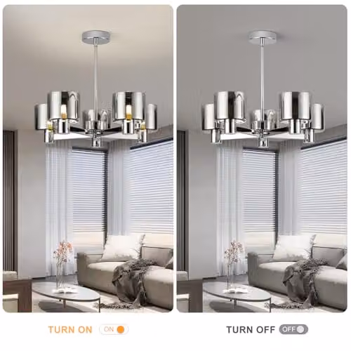 Harper Living Modern 5-Light Semi Flush Ceiling Lamp in Chrome with Smoked Grey Glass Shades, G9 Compatible – 2