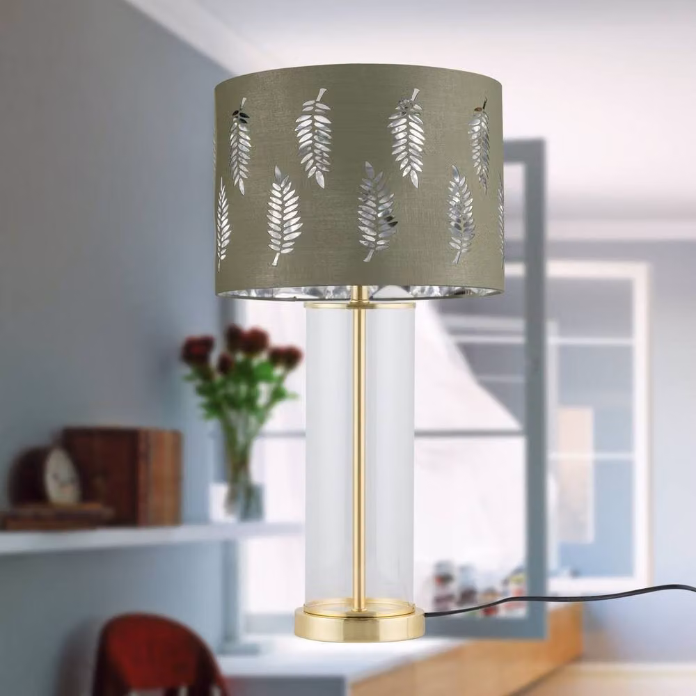 First Choice Lighting Aura Set of 2 Table Lamps in Satin Brass with Sage Green and Silver Shades – 5
