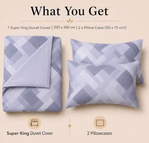 Grace Grey Super King 3-Piece Microfibre Duvet Set with Pillowcases, Oeko-Tex Certified, W/D/H: 260 x 220 x 220 cm – 2