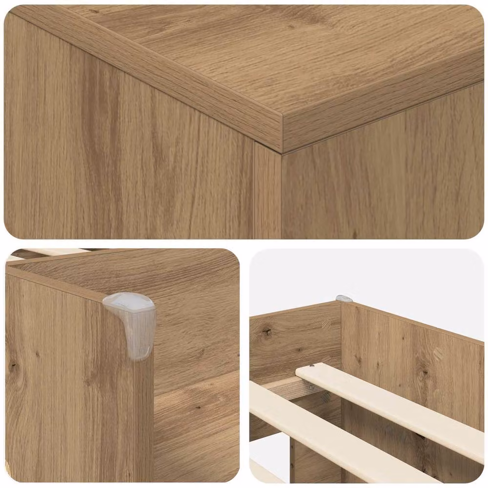 Berkfield Home Loft Bed Frame with Cabinet and Side Compartments in Artisan Oak Brown Engineered Wood – 2