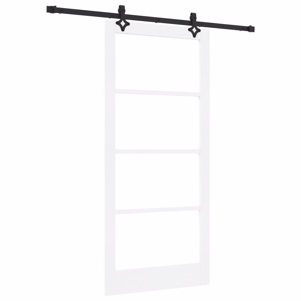 Berkfield Home Orkdal Modern Sliding Door with Hardware Set in White Lacquered Solid Wood and Glass – 2