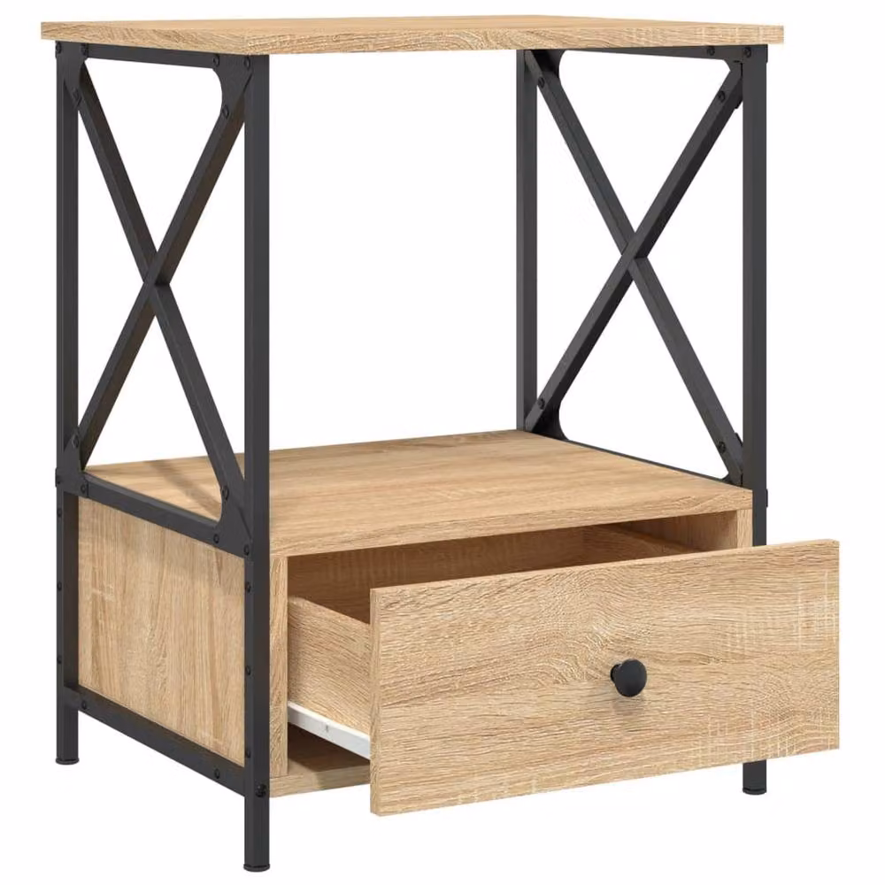 Berkfield Home Set of 2 Sonoma Oak Bedside Tables in Light Tan, W/D/H: 50 x 41 x 65 cm – 4