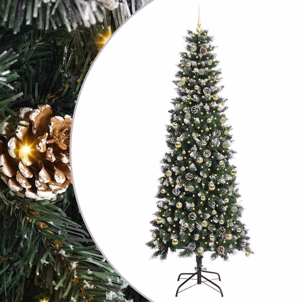 Berkfield Home Artificial Christmas Tree with 300 LEDs, Green, W/D/H: 96 x 96 x 240 cm – 2
