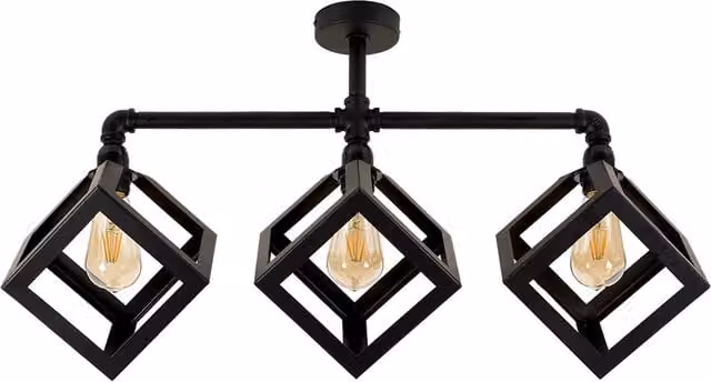 Luiggi Industrial 3 Way Black Metal Ceiling Bar Light