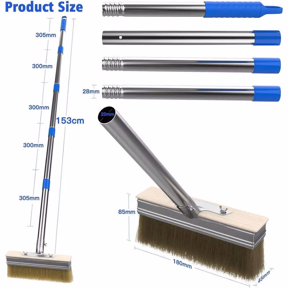 PAWNORA Long Handle Decking Paint Brush with 2 Heads in Silver – 2