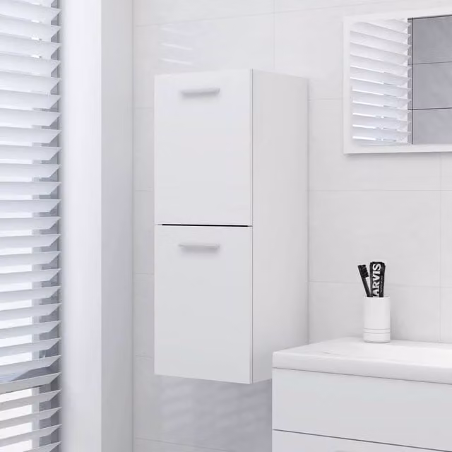 Berkfield Home Modern White Wall Mounted Bathroom Cabinet with Hinged Doors and Internal Shelves, W/D/H: 30 x 30 x 80 cm