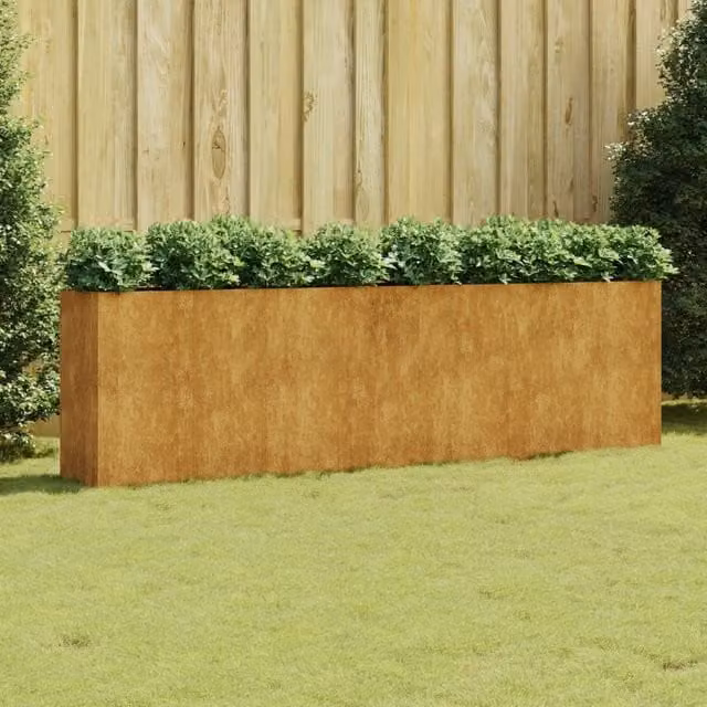 Berkfield Home Garden Brown Corten Steel Raised Bed W: 280 cm, D: 40 cm, H: 80 cm