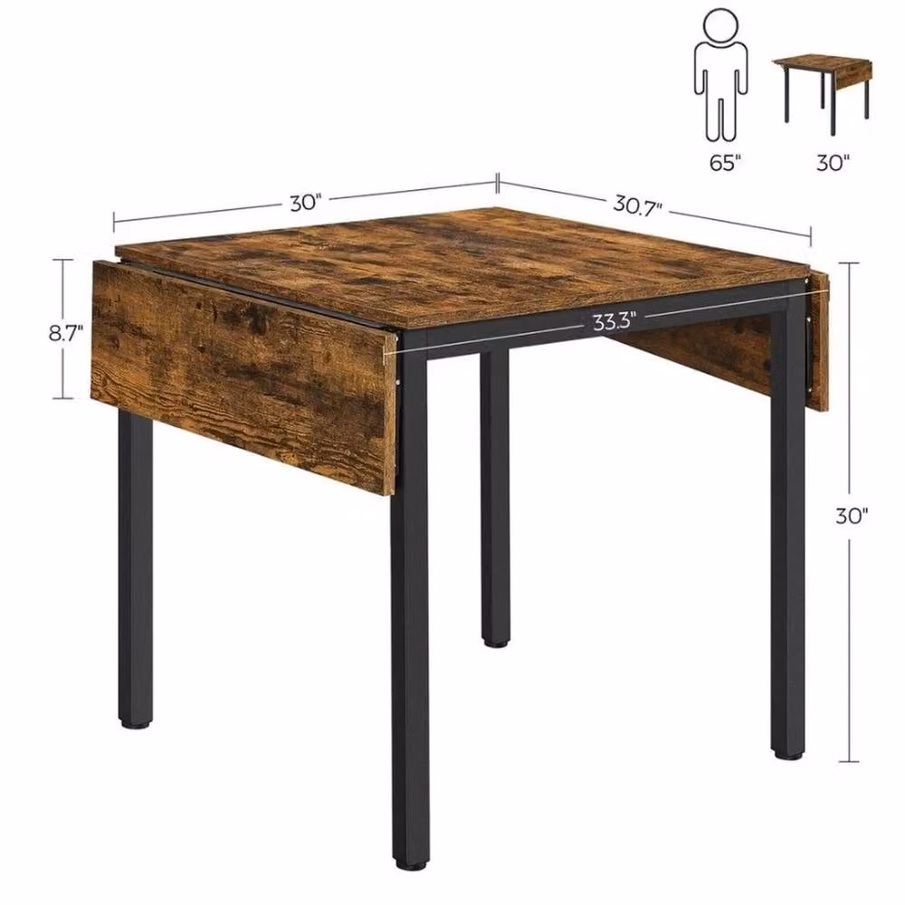 VOGREX Brown Extendable Dining Table with Butterfly Drop Leaf Top, W/D/H: 120 x 78 x 76.2 cm – 3