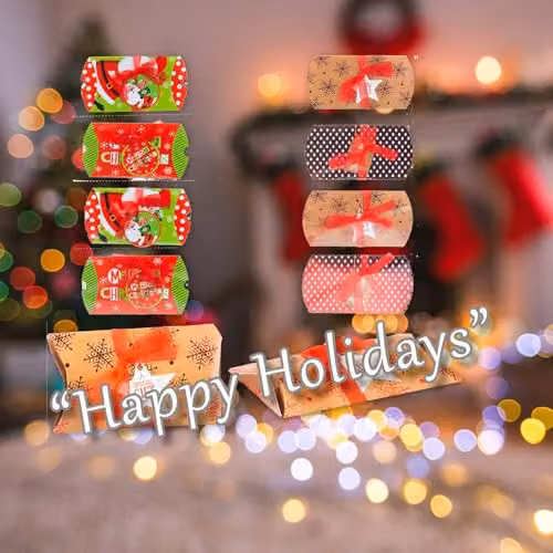VFM e-Store Christmas Gift Boxes, Set of 4, Multicolour, W/D/H: 12 x 7.5 x 7.5 cm – 4