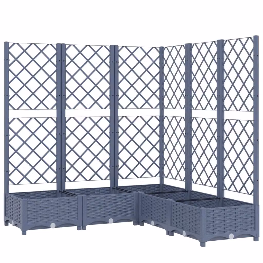 Berkfield Home Garden Planter with Trellis, Dark Grey, W/D/H: 120 x 120 x 121.5 cm – 2