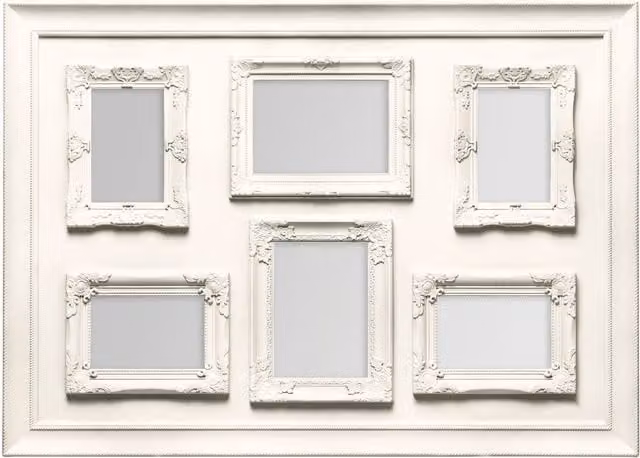 Premier Housewares Vintage Multi-Photo Rectangular Tabletop Frame in Beige and White for 6 Photos