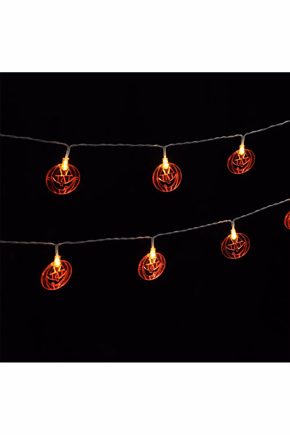 Living and Home Orange Halloween LED String Lights with 20 Smiling Pumpkins, Warm White, 3m – 2