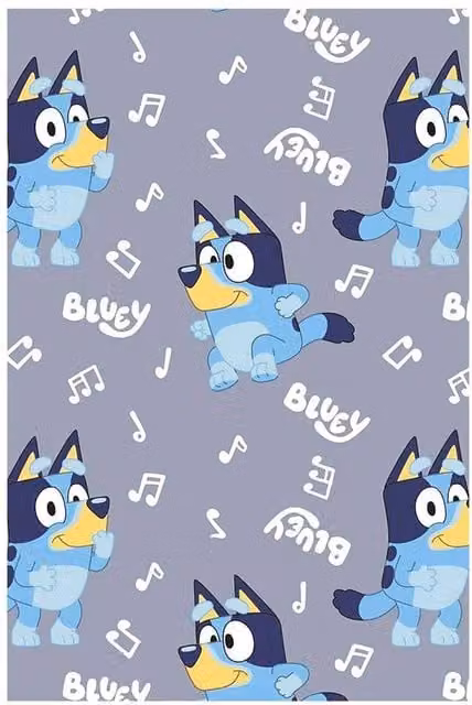 Bluey Supersoft Fleece Music Notes Blanket in Light Grey