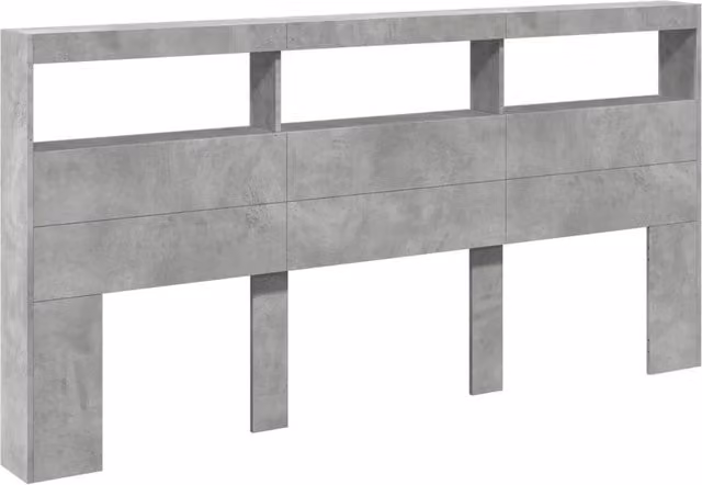 Berkfield Home Modern Headboard Cabinet with Integrated LED Lighting in Concrete Grey, W/D/H: 200 x 17 x 102 cm – 1